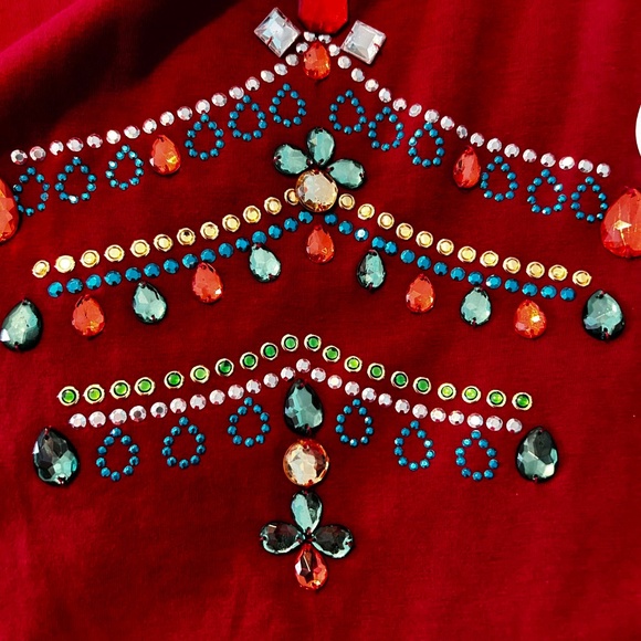 TOP, HAND SEWN MULTICOLOUR BEADS, RED, SIZE 3X, ROUND NECK, LONG SLEEVE, DIANE - Picture 15 of 15